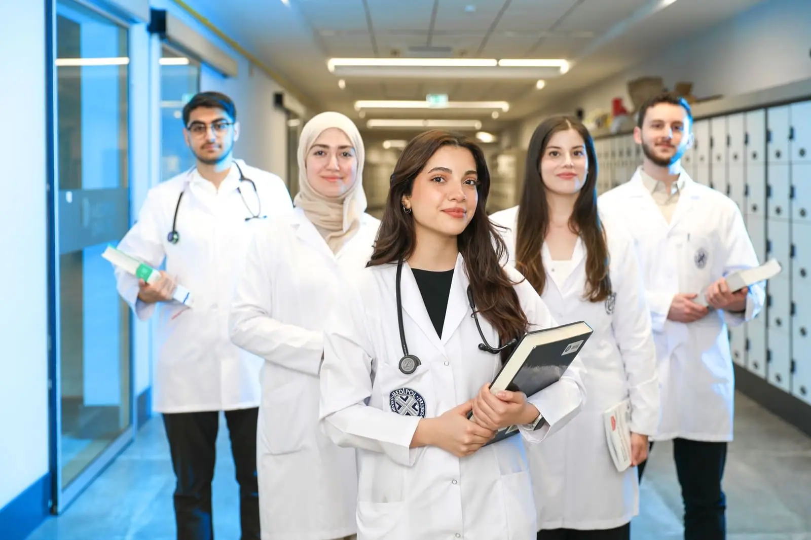 Medical students in white coats