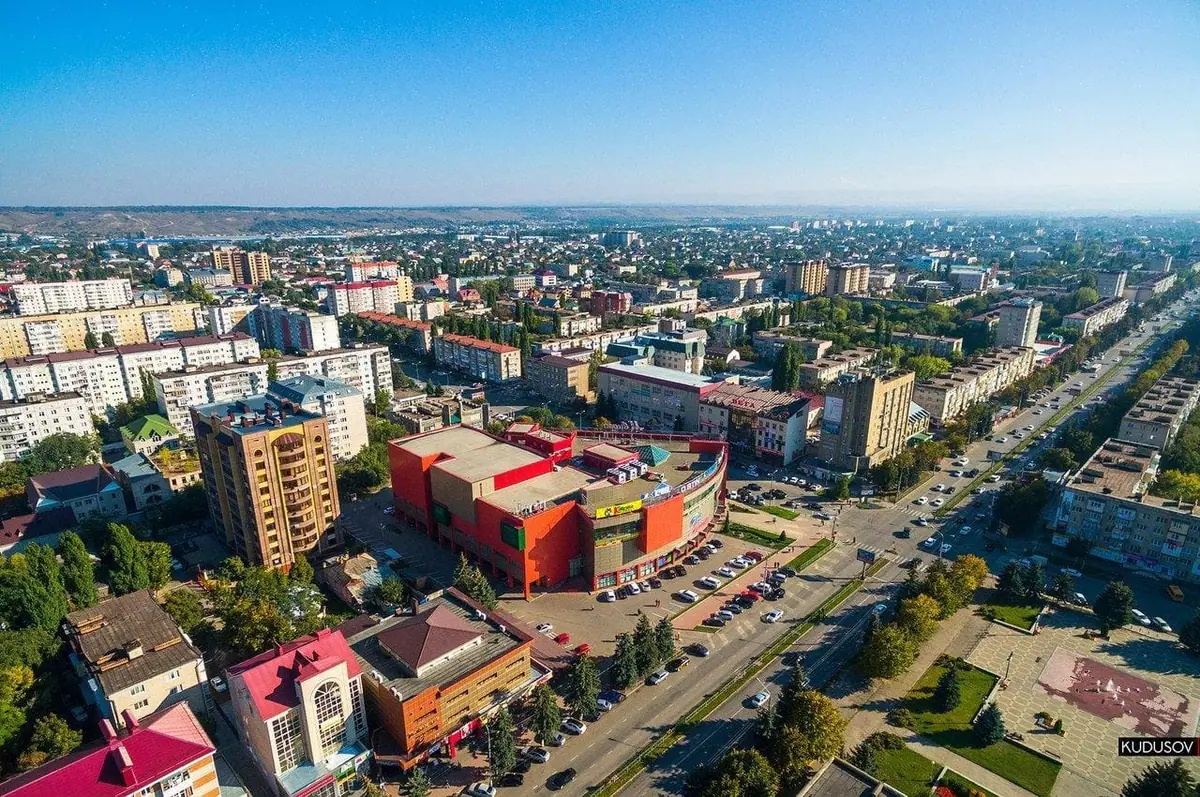 Cherkessk, Russia, seen from above on a clear day