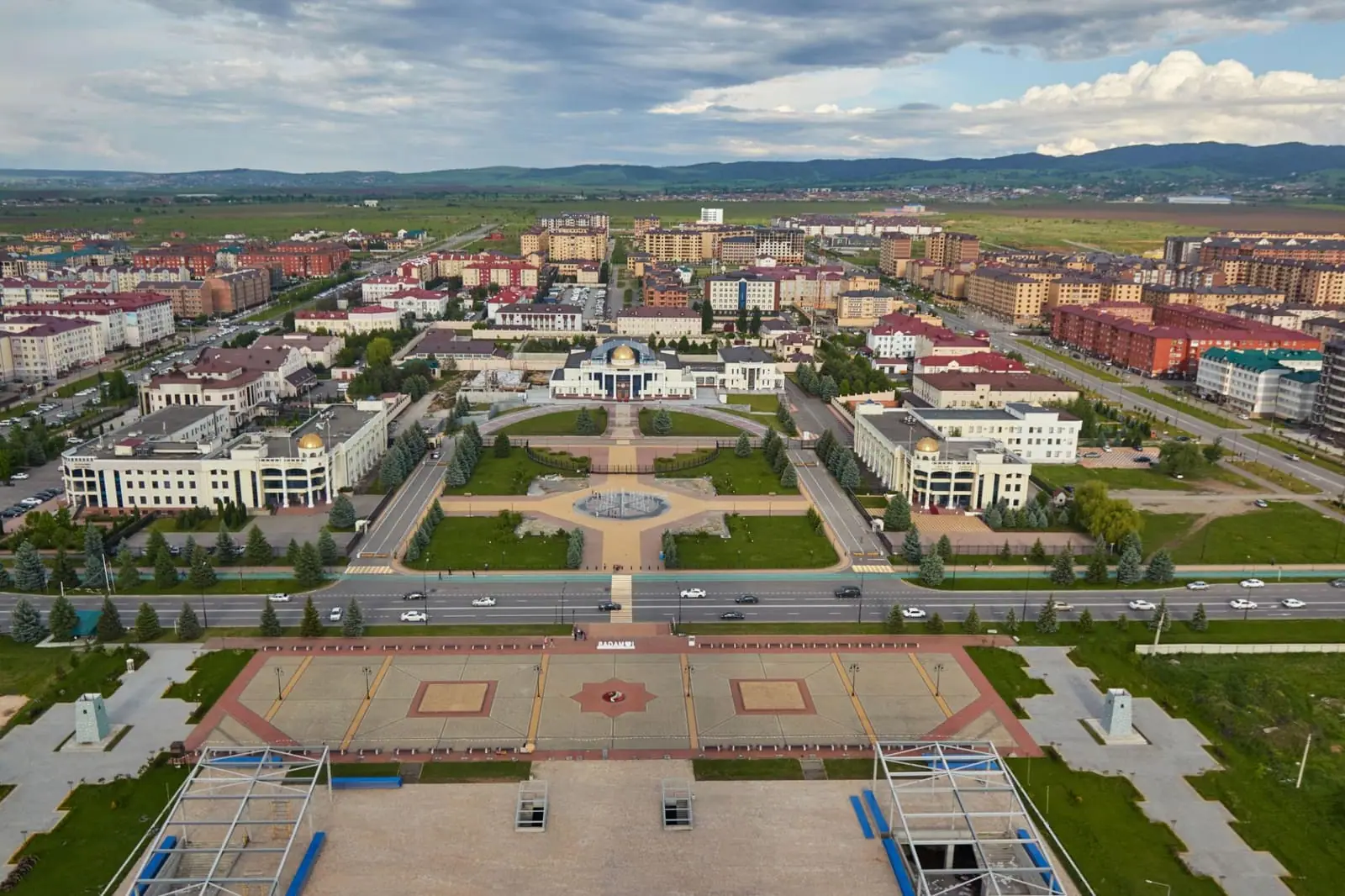 Aerial view of Magas, the purpose-built capital of Ingushetia