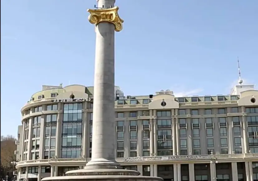The St George column on Freedom Square in central Tbilisi, Georgia