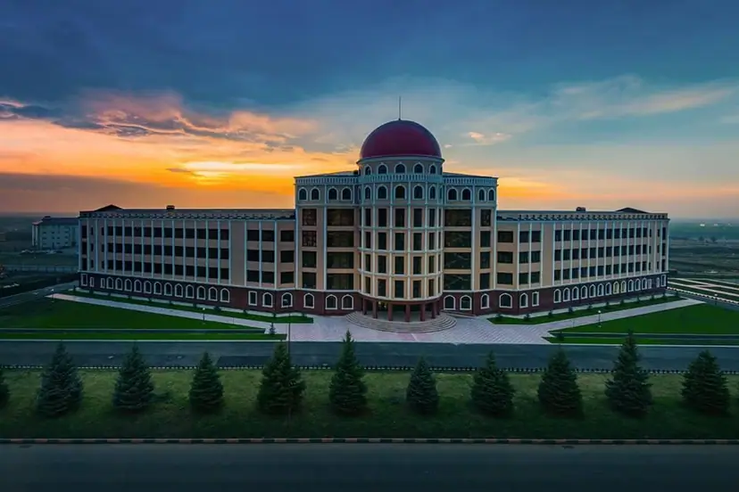 Ingush State University in Magas at sunset