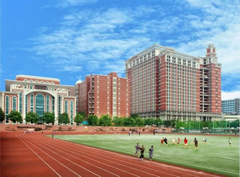 The running track and campus buildings at Southern Medical University, Guangzhou